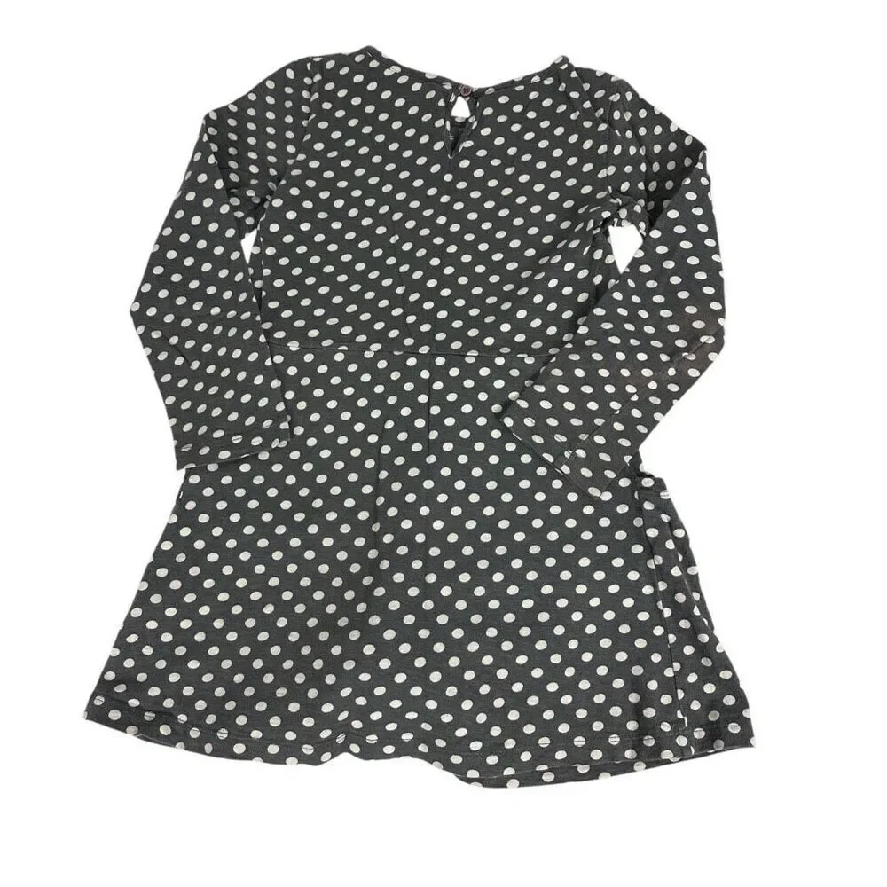 Mini Boden Girls Gray Polka Dot Dress Size 7-8 Years